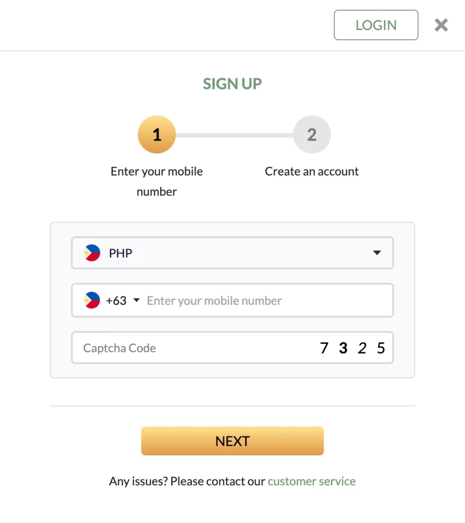 WINMAYA register page showing secure online casino sign-up form